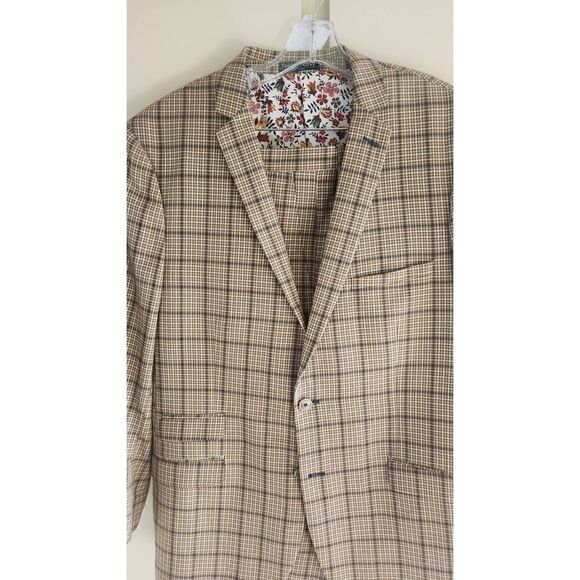 Paisley & Gray Gold, Ivory, Grey,Camel Plaid SB, 2 Button Suit, NWOT - Picture 1 of 9